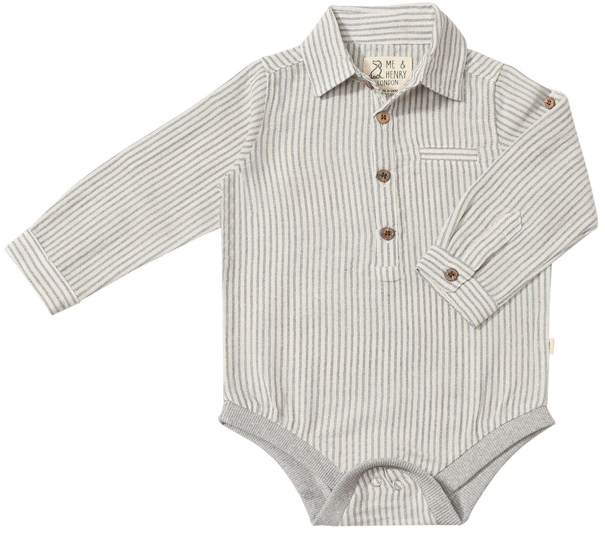 Me & Henry Blue Stripe Collared Bodysuit