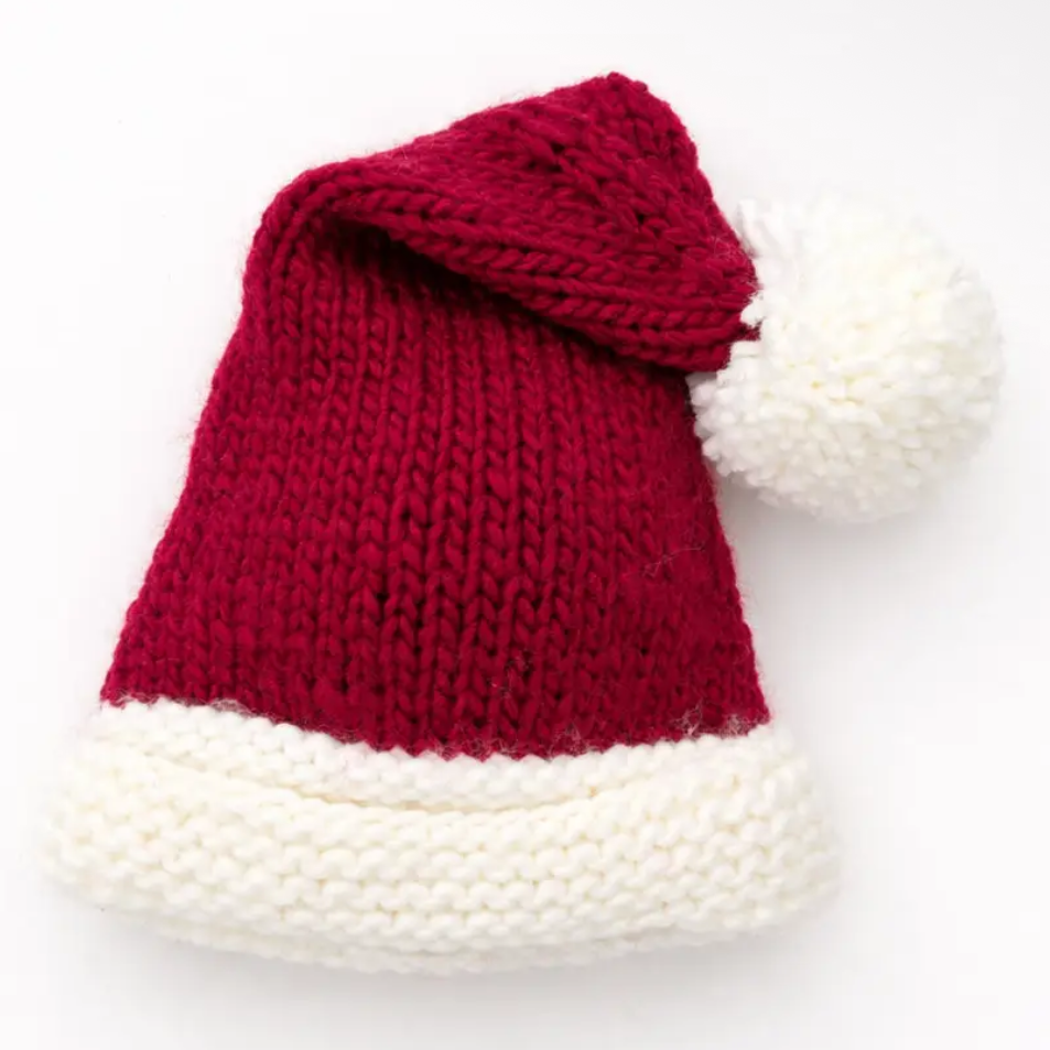 Classic Red & White Knit Santa Hat