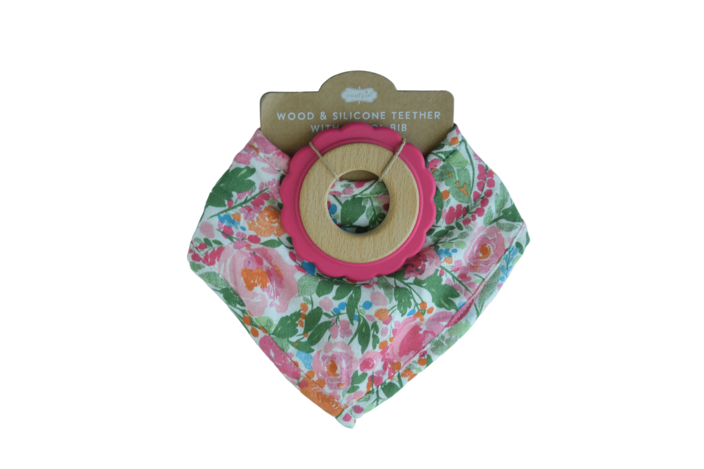 Mudpie Wood and Silicone teether with Bib