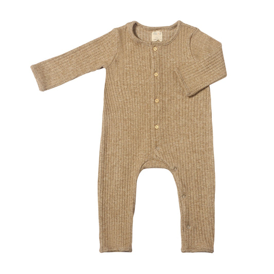 Ettie + H Oatmeal Ribbed Button Romper