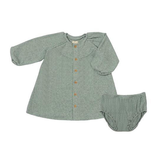 Ettie + H Dusty Blue Ruffle Button-Front Dress Set