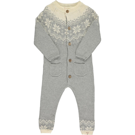Me & Henry Grey Fair Isle Knit Romper