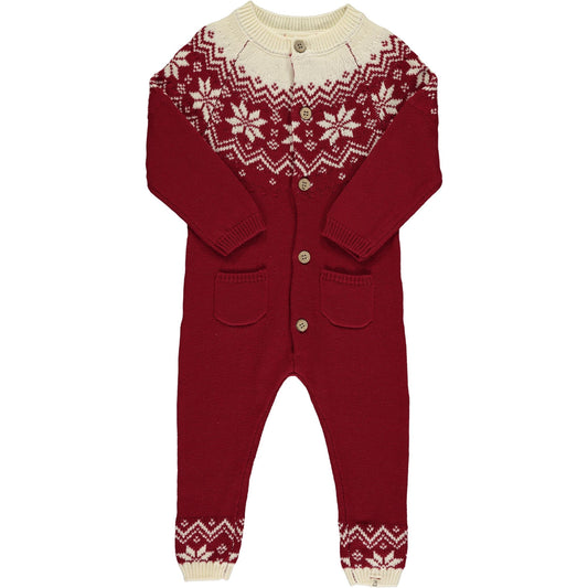 Me & Henry Red Fair Isle Knit Romper