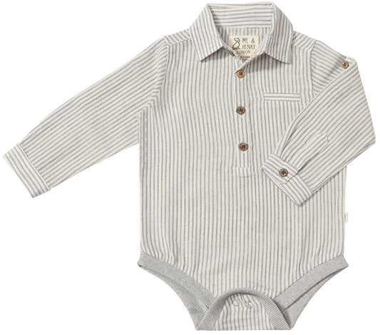 Me & Henry Blue Stripe Collared Bodysuit