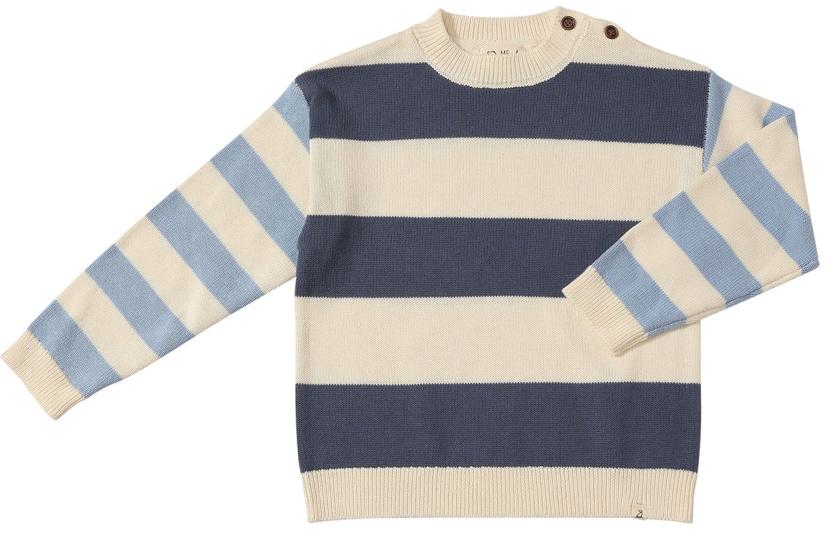 Me & Henry Blue & Cream Striped Knit Sweater