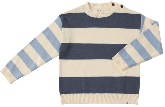 Me & Henry Blue & Cream Striped Knit Sweater