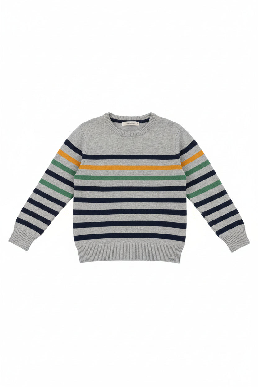 Rugged Butts Grey Multi-Stripe Knit Sweater