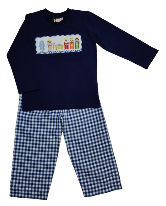 Banana Split Nativity Smocked Pant Set