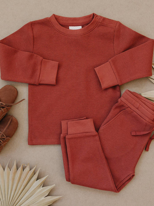 Henry Drew Rust Waffle Knit Lounge Set