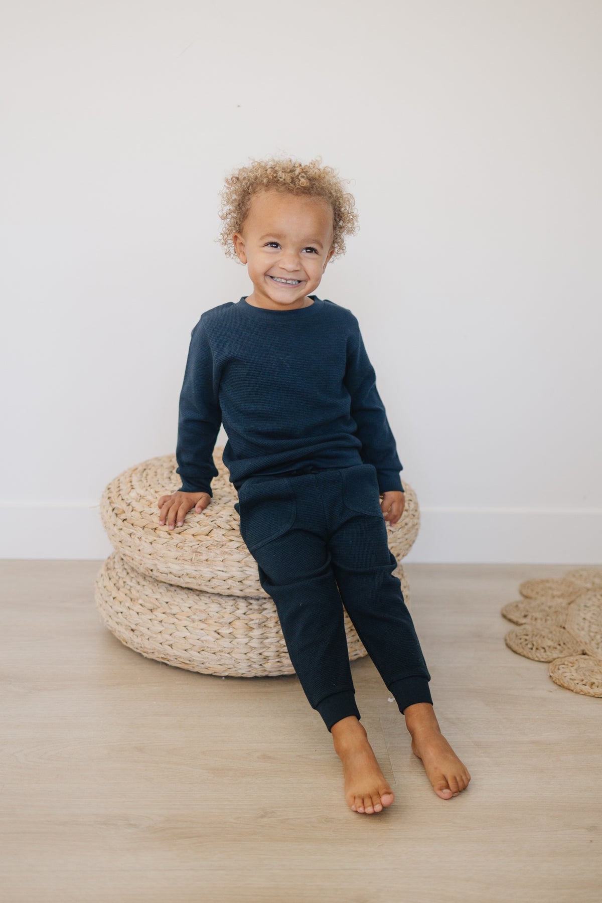 Henry Drew Navy Textured Knit Lounge Set