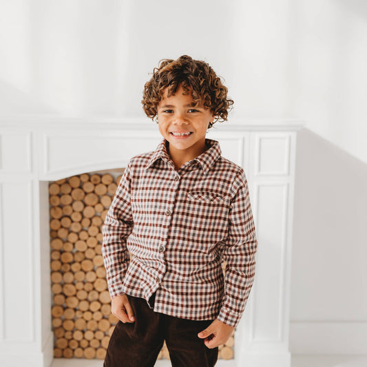 Larili Brown Plaid Button-Up Shirt
