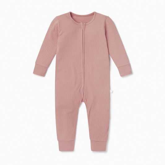 Mori Ribbed Footie Rose