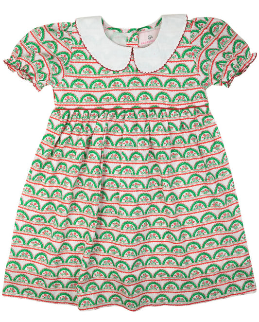 Smockingbird Christmas Floral Peter Pan Dress