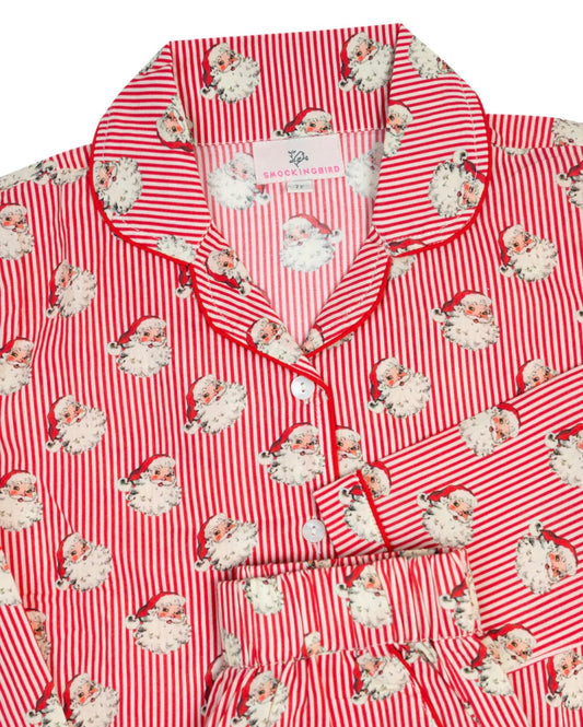Smockingbird Red Striped Vintage Santa Pajamas Set