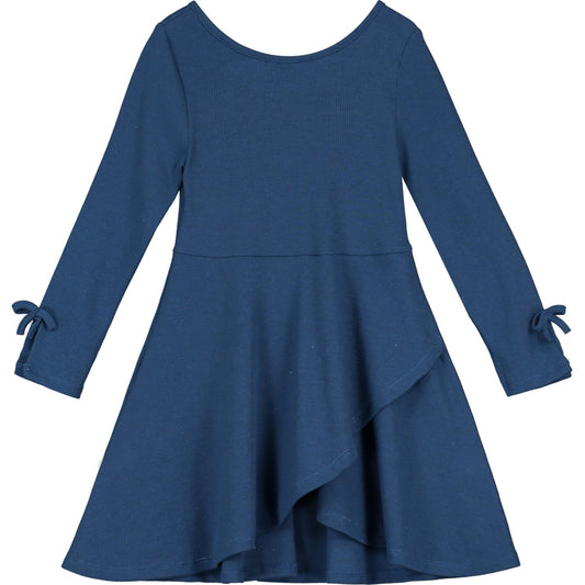 Vignette Navy Ruffle Skater Dress